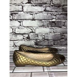 Vince Camuto Metallic Gold Leather Quilted Ballet Flats Shoes Women’s Sz 9.5M US